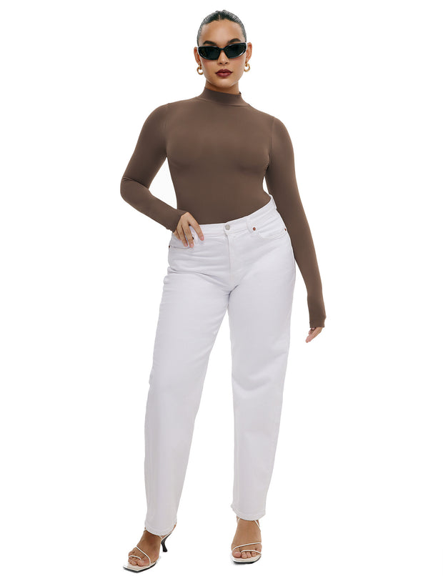 Freehut Long Sleeve Mock Turtle Neck Bodysuits Pure Seamless Collection