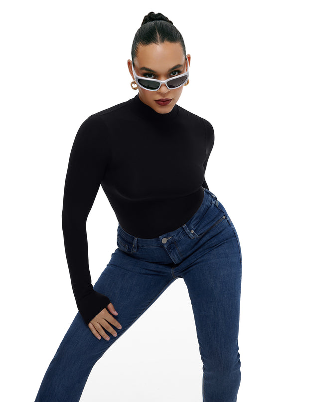 Freehut Long Sleeve Mock Turtle Neck Bodysuits Pure Seamless Collection